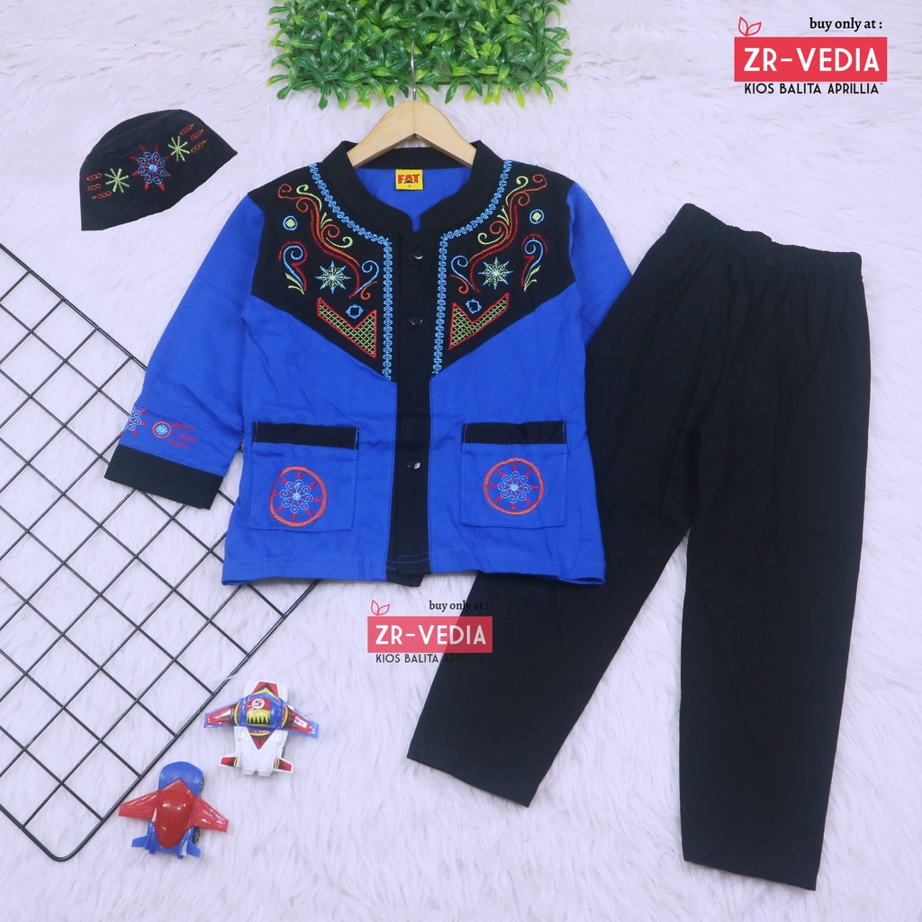 Baju Koko Kurta uk 7-8 Tahun / Setelan Muslim Anak Laki Laki PREMIUM BORDIR Bayi Balita Polos Turki