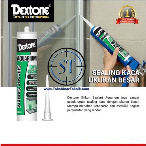 CLEAR Lem Dextone Kaca Aquarium Silicone Sealant Tabung Neutral Anti Bocor Anti Susut Tidak Bau Asam 300ml - Warna Bening