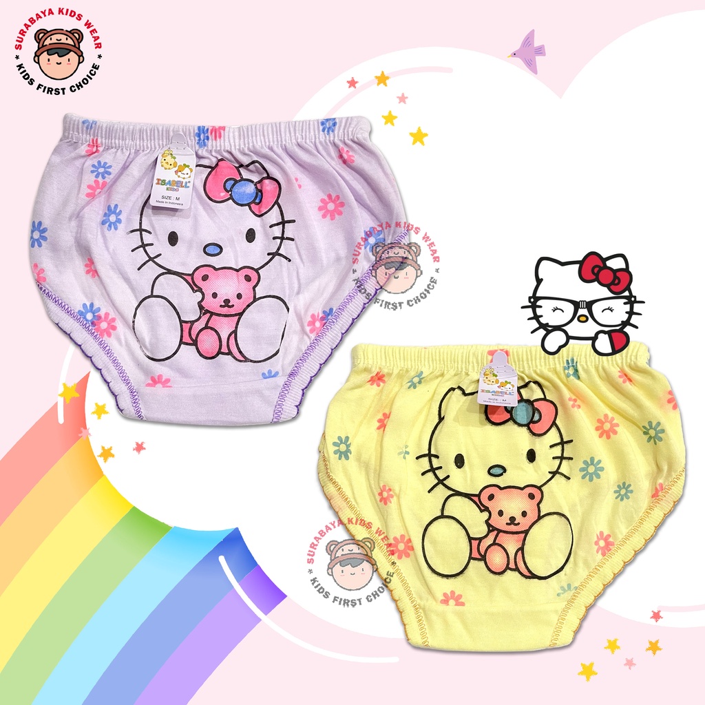 Celana Dalam Anak Perempuan Segitiga Motif Hello Kitty Polkadot Warna