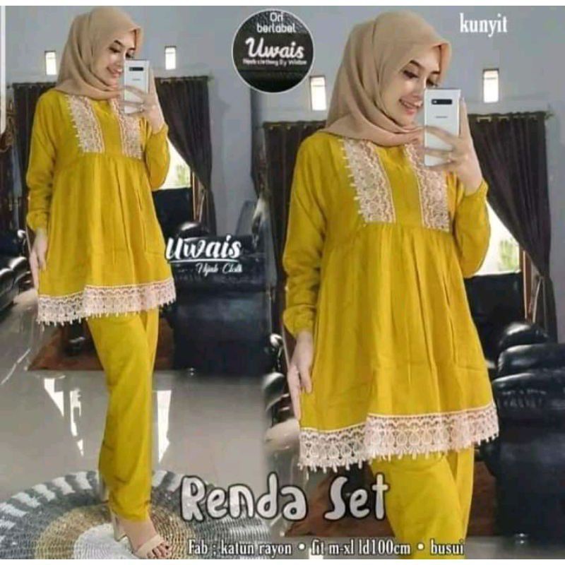 Set Renda Uwais / Stelan Wanita / Baju Muslim / Lengan Panjang
