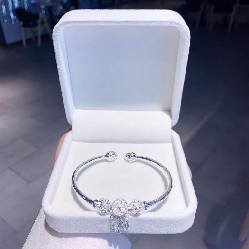 Perhiasan Gelang s925 silver Model dream catcher Bulu lotus Tahan Air Tidak Karat Untuk Hadiah Wanita