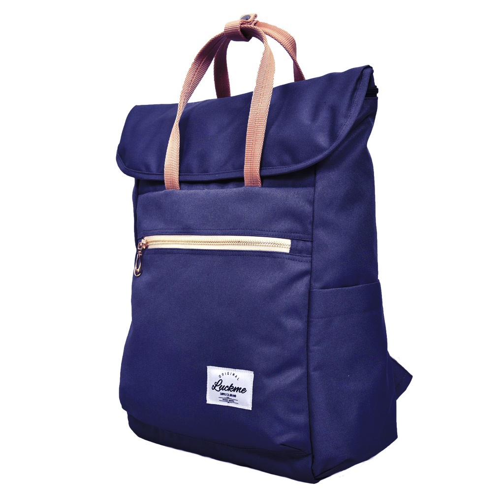 LM 02 Tas Ransel Backpack gendong distro Bag pack wanita sekolah waterproof Luckme-NAVY