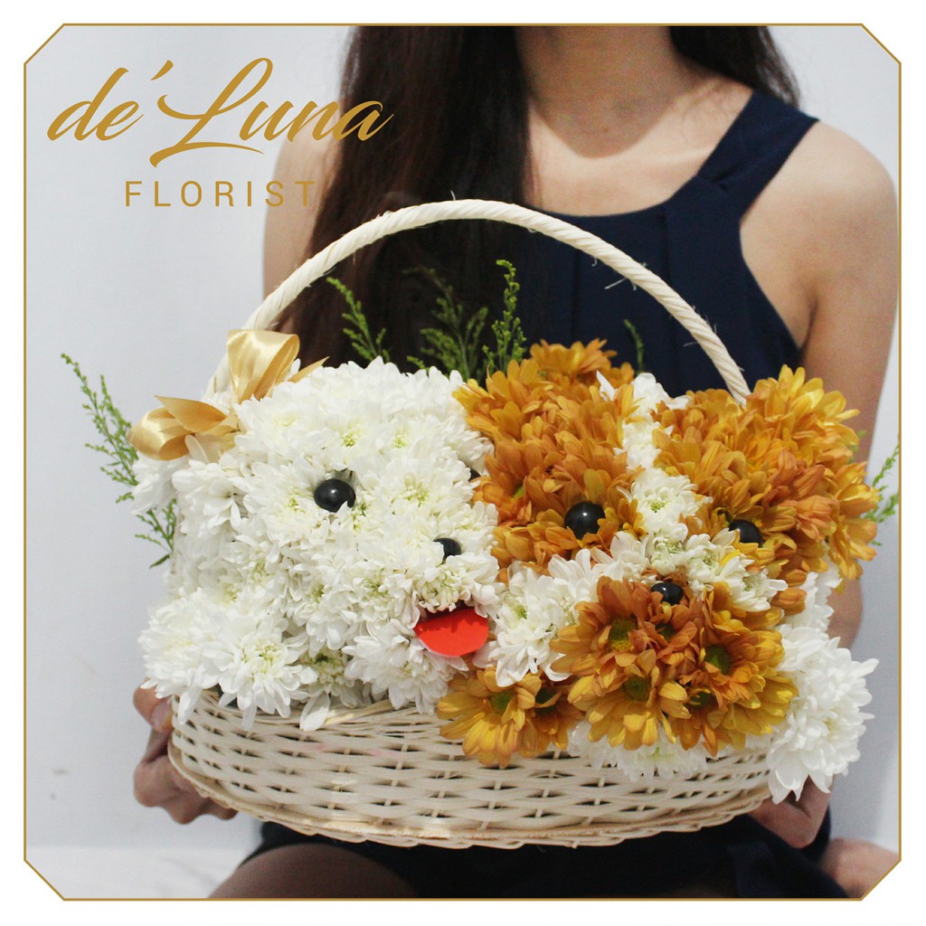 Buket Bunga  Buket Wisuda  Twin Doggy Flower Hand 