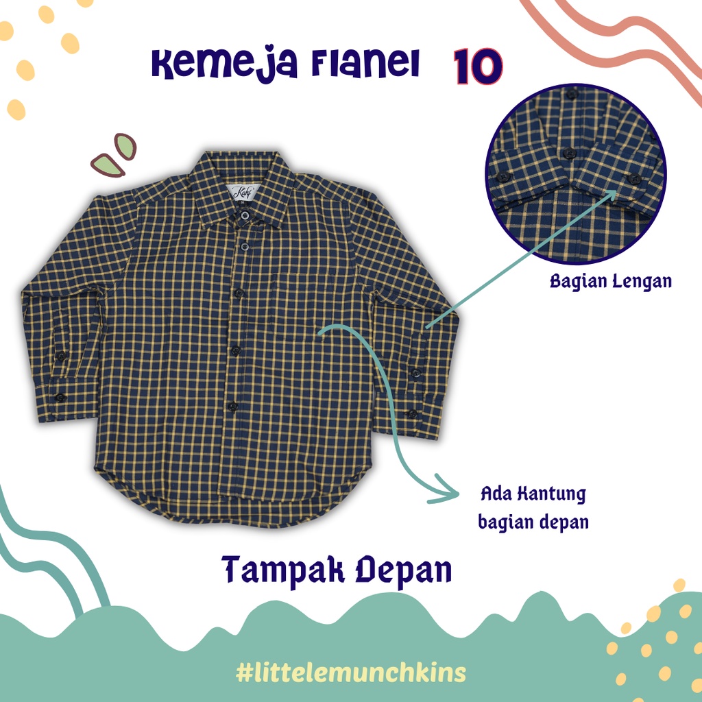 KAHF Baju Kemeja Anak Lengan Panjang Flanel Kotak Kotak Cowok/Pria 1-10 Tahun I KAHF Flannel Shirt K