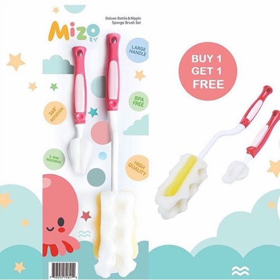 Mizo Bottle Nipple Brush Sponge Sikat Botol Sikat Dot Busa 2 in 1