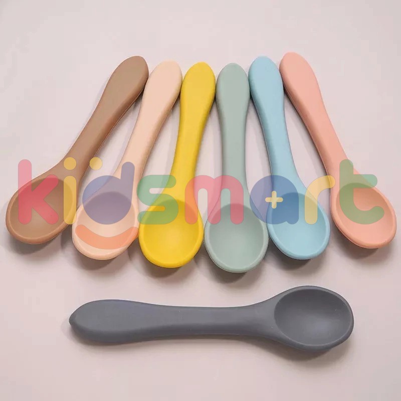 Silicon Spoon Baby / Sendok Garpu Makan Silikon Bayi Food Grade