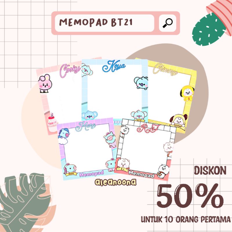 

Memopad BT21, Memopad murah, Memopad Korea, Memopad Aesthetic, Memopad Cute