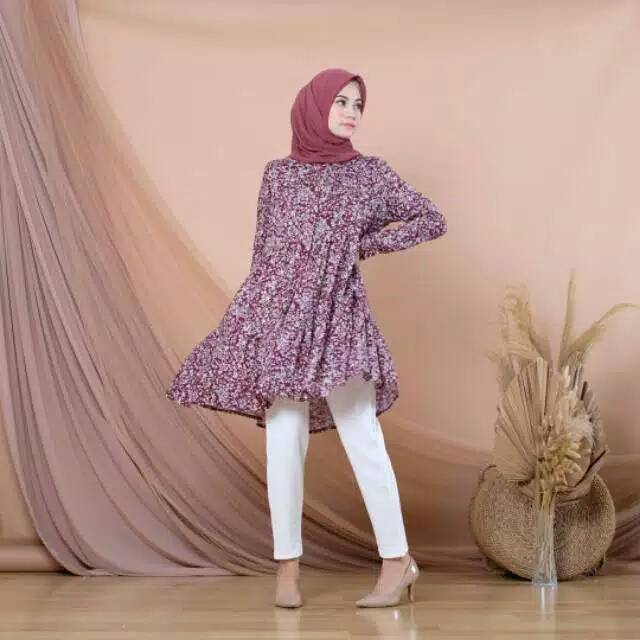 PROMO  TUNIK/ATASAN WANITA MOTIF RAYON VISCOSE L, XL DAN XXL