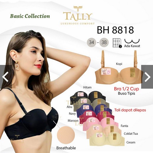 TALLY 8818 Bra Busa Tipis Ada Kawat Polos Bh Underwear