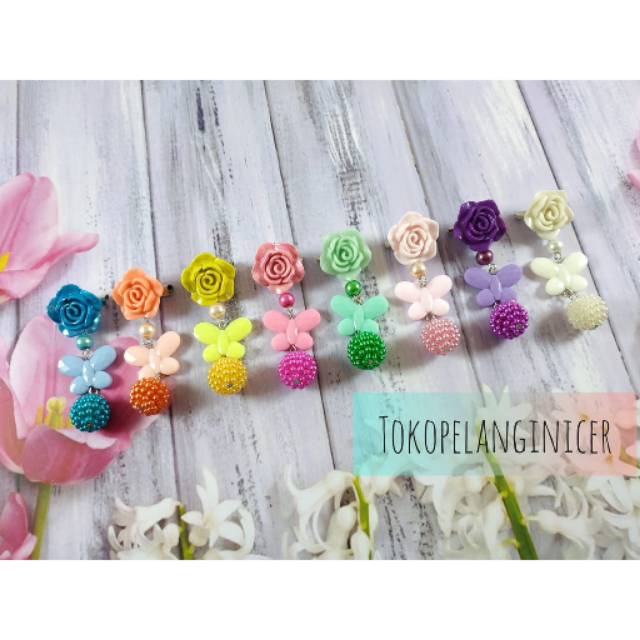 Bros Dagu Hijab Resin Mawar Juntai Manik Berry Imut By Tokopelanginicer