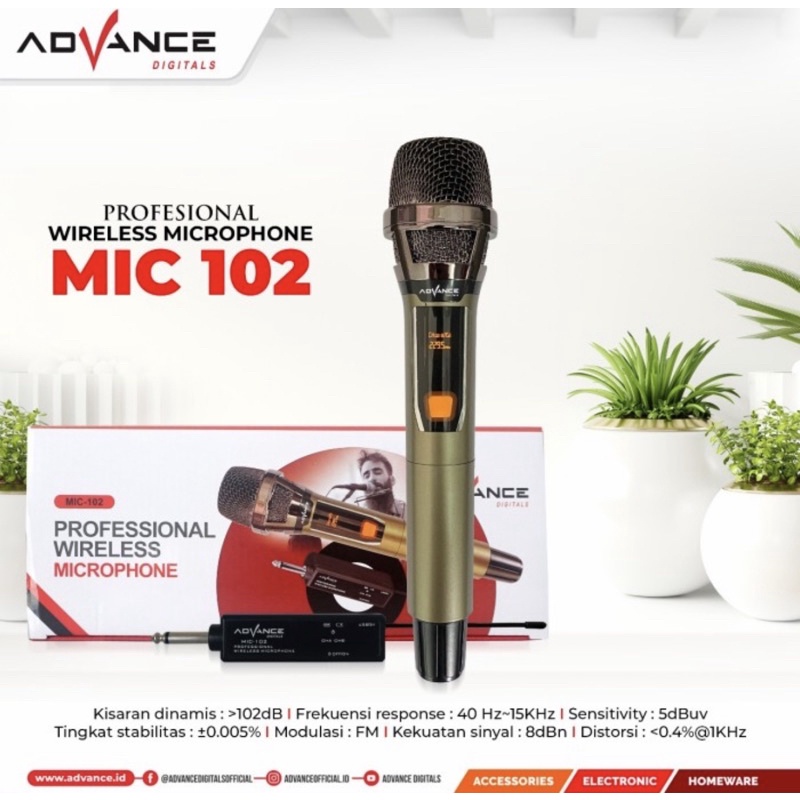ADVANCE MIKROFON MIC 102 / MIC WIRELESS ADVANCE (TANPA KABEL) - ORIGINAL