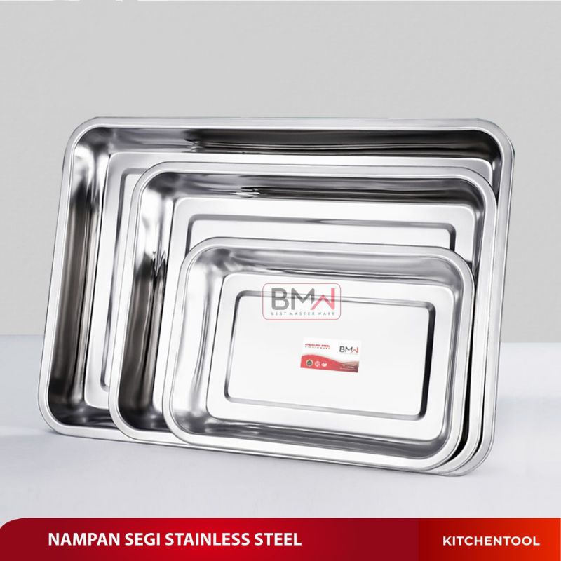 termurah nampan segi Stainles steel baki segi tempat sayur  BMW Kitchen Ware - Nampan Saji Persegi Nampan Baki Stainless Steel tempat sayur prasmanan stainless