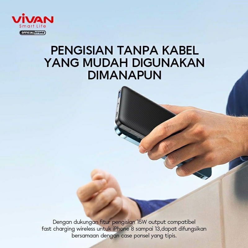 Powerbank Vivan VPB-W11 10000mAh Wireless PD QC3.0 20W 3 Output ORIGINAL