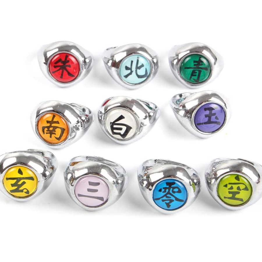 Akatsuki Naruto 10pcs / Set Cincin Anime Jepang Uchiha Itachi Untuk Cosplay / Halloween