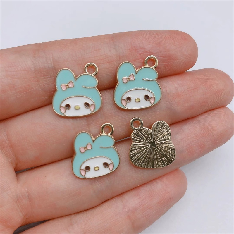 4pcs Liontin Enamel Bentuk Kelinci Bahan Alloy Untuk Wanita