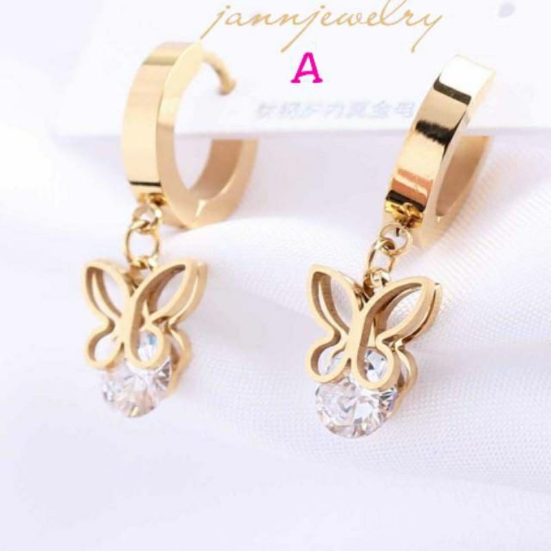 Anting Buterfly kupu-kupu titanium anti karat&amp;alergi