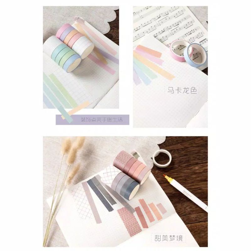 

washi Tape / Masking Tape Satuan / 1 Roll Warna Pastel