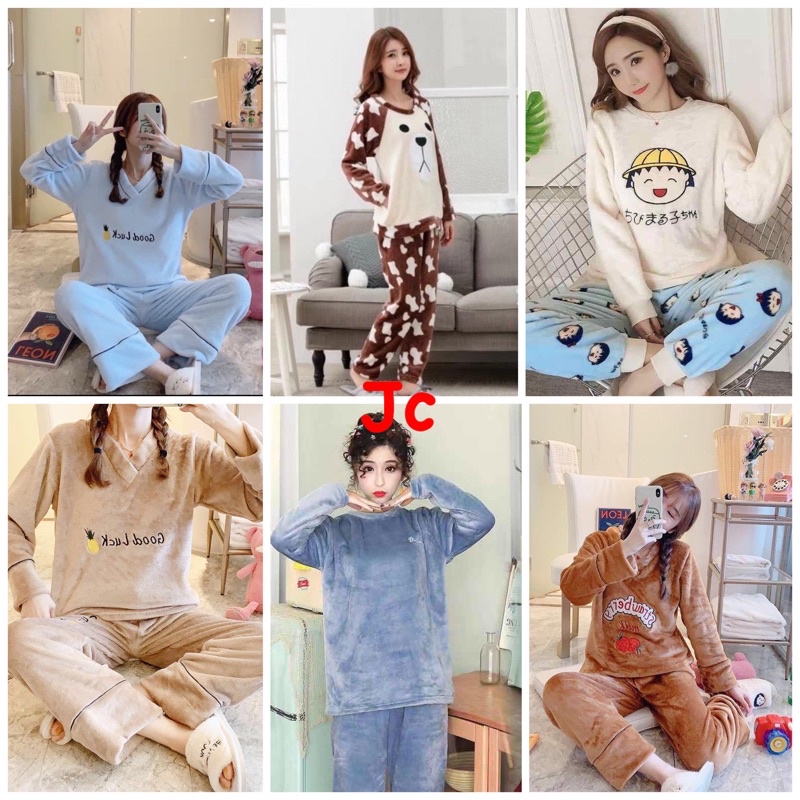 JC- St piyama bulu Import / Stelan bulu karakter / set bludru bulu Import