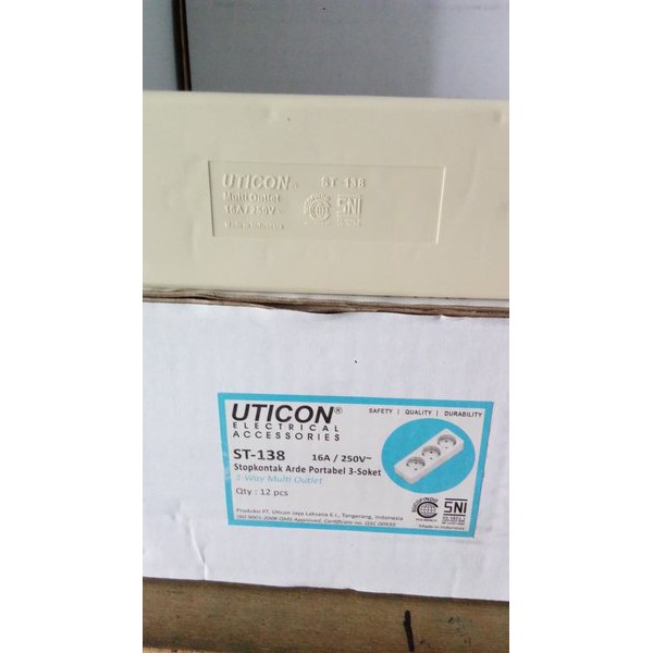 Stop Kontak 3 Lubang Uticon ST-138 ORIGINAL ( ST138 ST 138 )