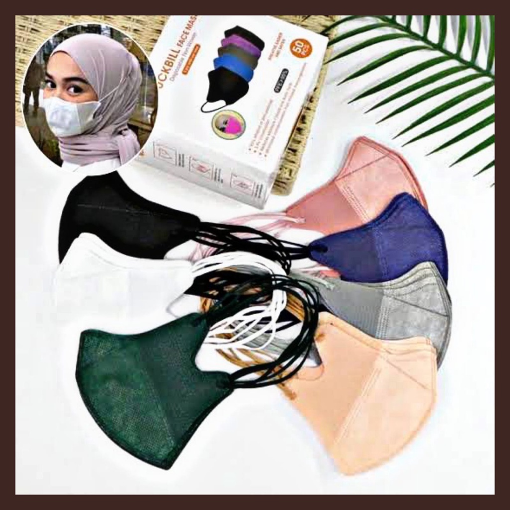 Masker HIJAB DUCKBILL 10pcs Duckbill Hijab Warna