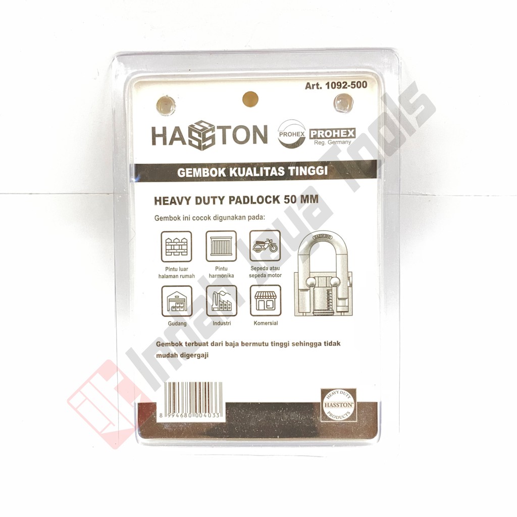 HASSTON PROHEX 1092-500 Gembok 50 mm Heavy Duty Leher Pendek Padlock