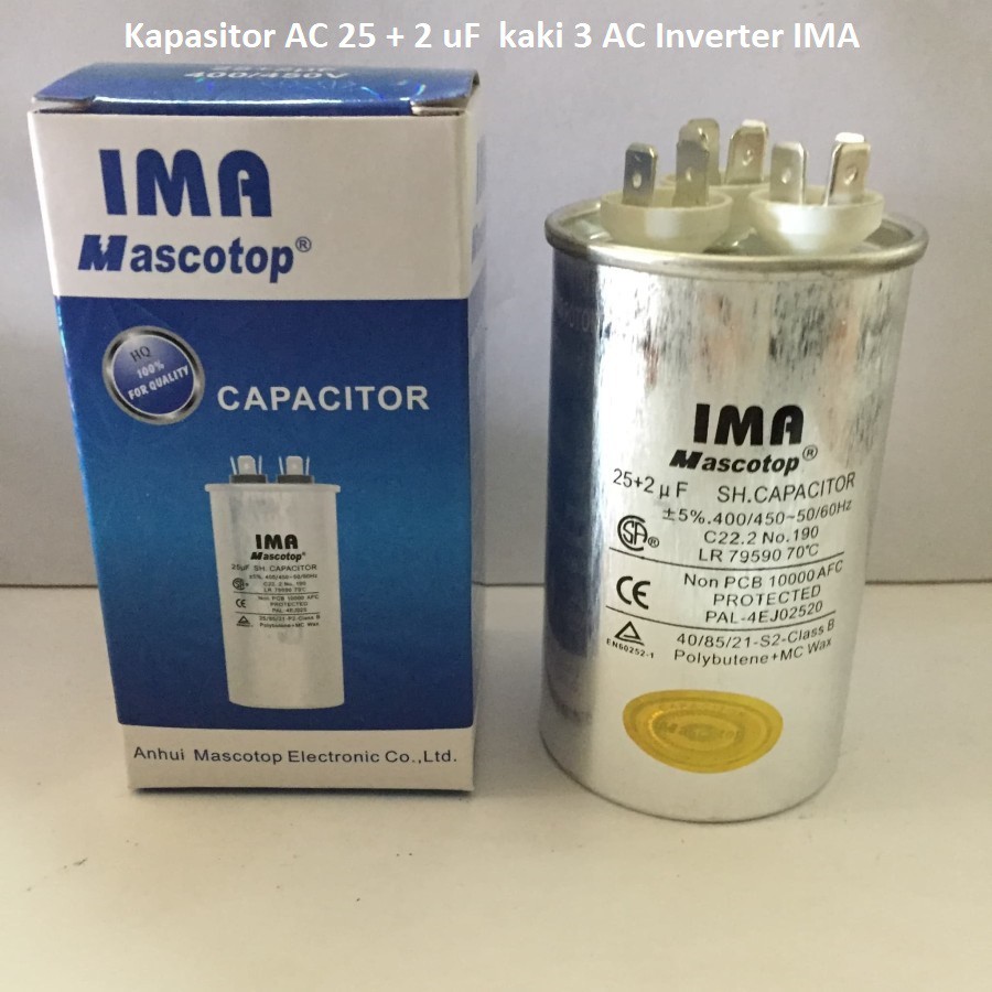 kapasitor ac 25 + 2 uf kaki 3 ac inverter ima