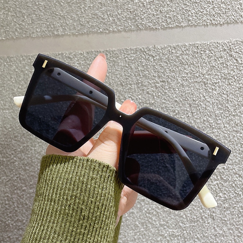 Kacamata Hitam Model One Piece Oversized Bentuk Persegi Gaya Korea Untuk Pria Dan Wanita