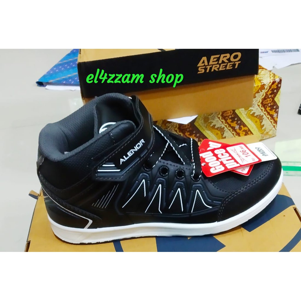 Aero street Alenor Sepatu Anak anak Sepatu Sekolah Warna Hitam Merah dan Hitam Putih