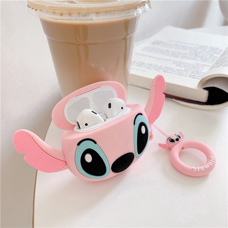 Soft Case Bahan Silikon Motif Kartun Stitch Untuk Airpods 1/2