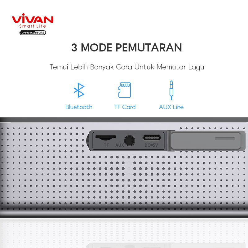 Speaker Bluetooth Vivan VS10 HI-Fi Portable Waterproof IPX7 10W Mega Bass Garansi Resmi 1 Tahun