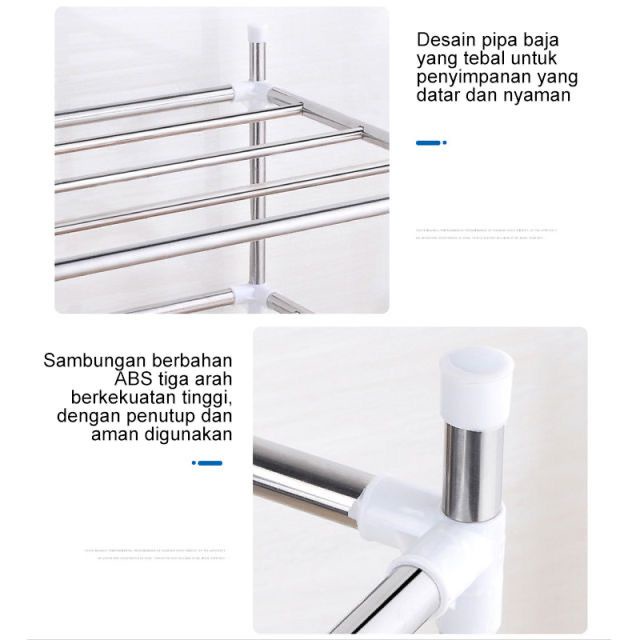 RAK PENYIMPANAN PERALATAN DAPUR MULTILAYER / RAK STAINLESS DAPUR 4 SUSUN TAHAN BERAT FBL