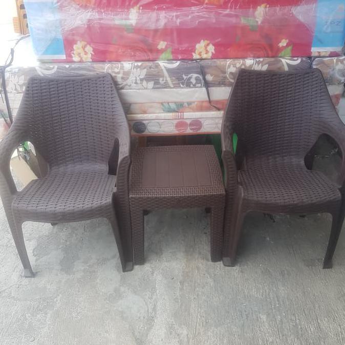 Kursi Teras Plastik Anyaman Rotan Set Tresshop_