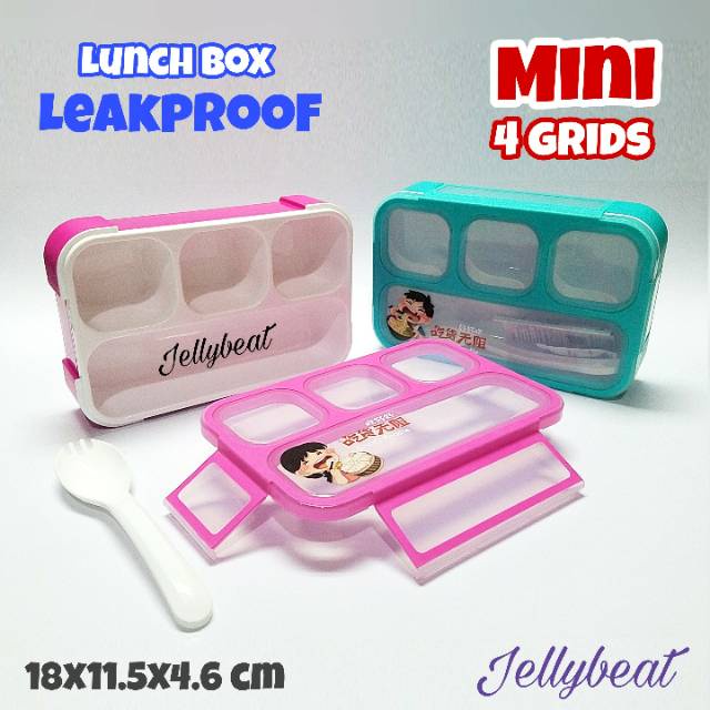 Kotak Makan Lunch Box Yooyee MINI 3 &amp; 4 grids Leakproof Kotak Makan Bekal Anti Tumpah / Bocor