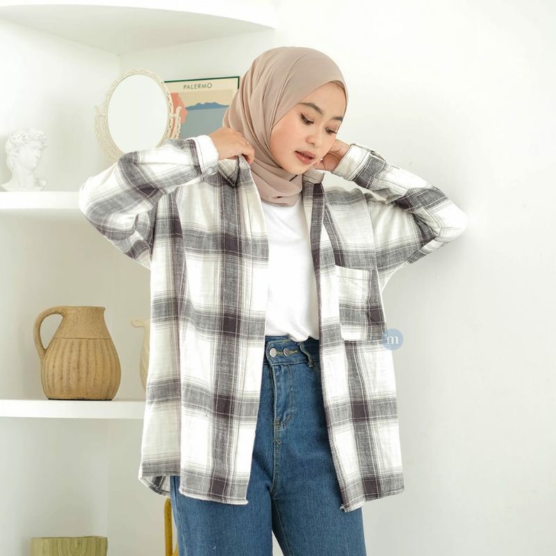 flanel wanita kemeja flannel wanita panjang kemeja kotak kotak wanita atasan wanita flanel