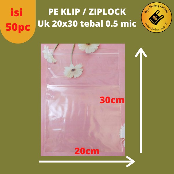 &lt;isi 50pc&gt; Plastik PE Klip Ziplock Uk 20x30 Tebal 0,4 | plastik zipper | plastik cetik promo