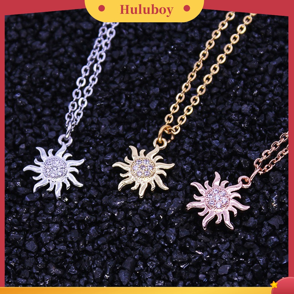 Hu Hu Hu Hu Hu Alat Bantu Pasang Kacamata♡ Kalung Wanita Dengan Liontin Matahari Aksen Berlian Imitasi Untuk Hadiah Natal