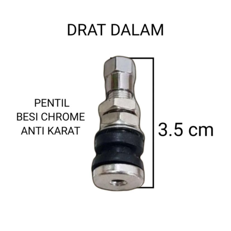 PENTIL BESI CHROME PENDEK 3.5 CM (100 PCS) UNTUK BAN TUBLES