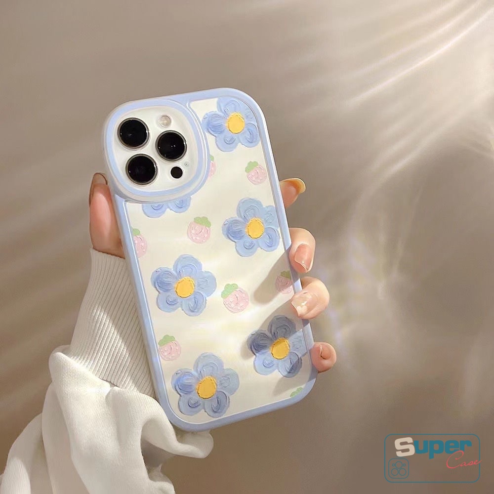 IPHONE Fashion Lukisan Cat Minyak Floral Case Kompatibel Untuk Iphone11 Pro Max XR 78 Plus 6 6s Plus 14 12 13 Pro Max X XS Max SE 2020bunga Tpu Lembut Shockproof Back Phone Cover