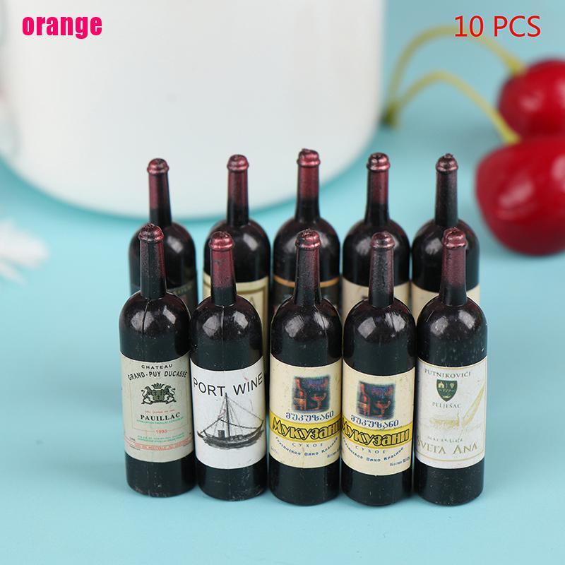 (Happy) 10pcs Miniatur Botol Wine Bahan Resin Untuk Aksesoris Rumah Boneka