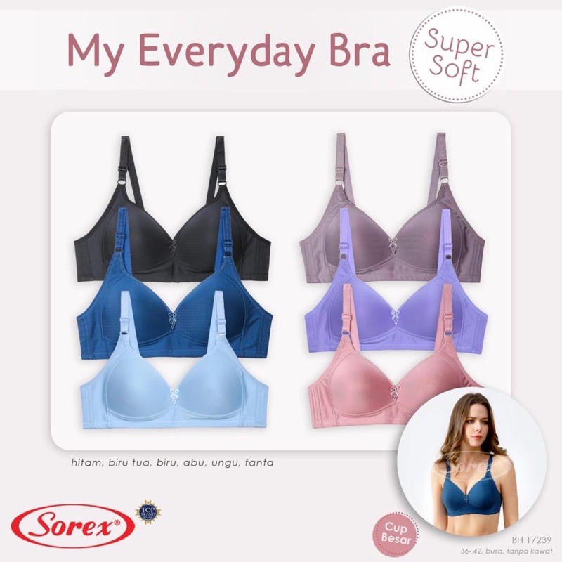 Bra Sorex TANPA KAWAT/BH sorex 17239 super soft/CUP BESAR C UK 36-42-5