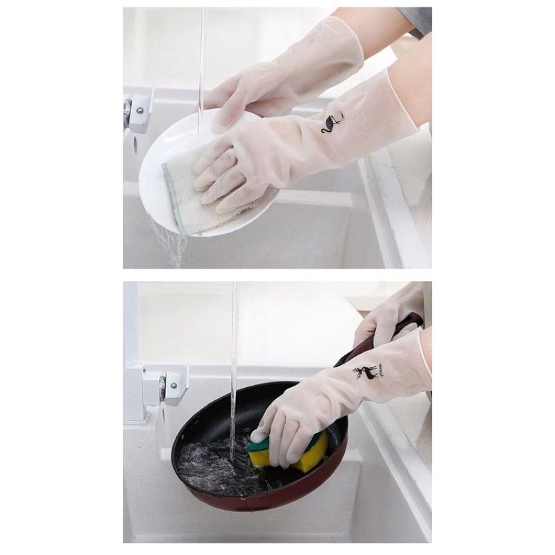 Sarung Tangan Karet Putih Cuci Piring Anti licin WaterProof Cleaning Gloves Multifungsi / Pelindung tangan