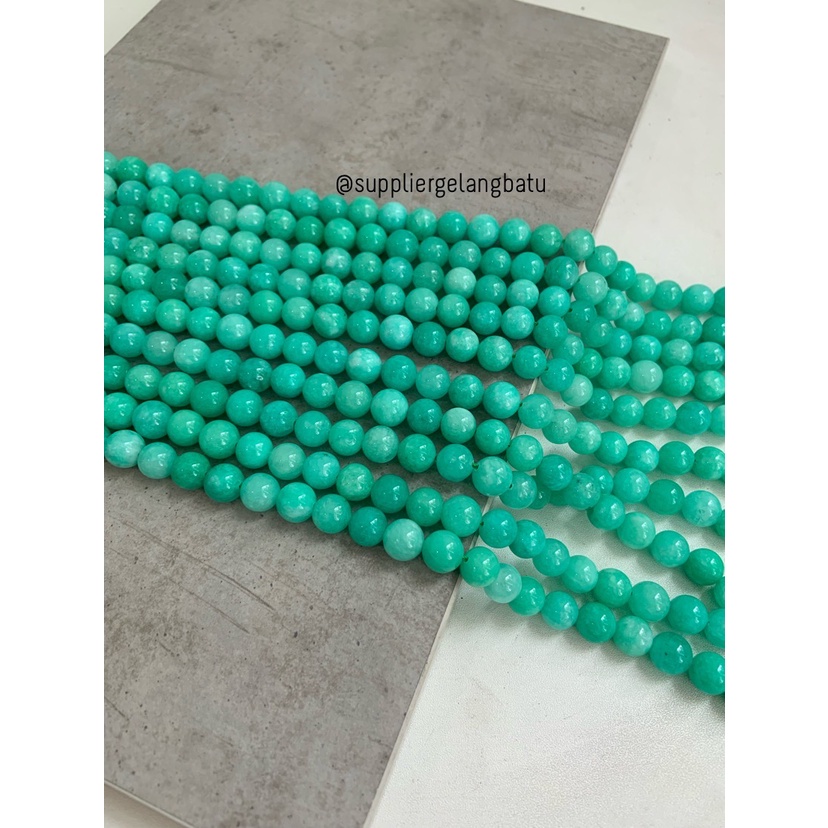 batu green AMAZONITE DOFF 10mm hijau tosca premium stone handmade DIY bahan kalung gelang kerajinan tangan craft manik