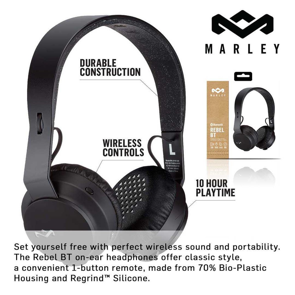 HEADSET WIRELESS BLUETOOTH MARLEY - MARLEY REBEL BT - 100% ORIGINAL