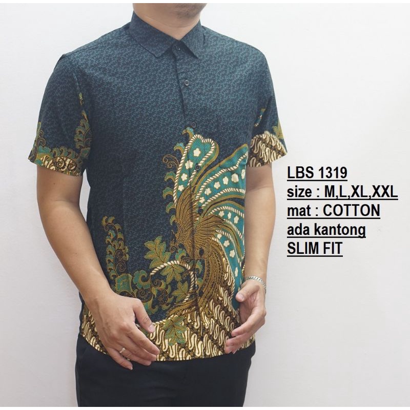 READY XXL BATIK PRIA SLIMFIT LENGAN PENDEK ORIGINAL LUIGI BATANI