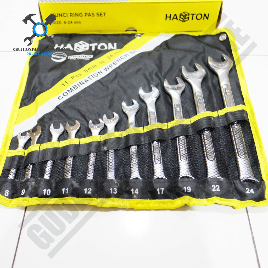 Kunci Ring Pas 1 SET 11pcs 8 - 24mm 1647-002 HASSTON PROHEX / Combination Wrenches Set 8 - 24mm 11 Pcs Hasston Prohex