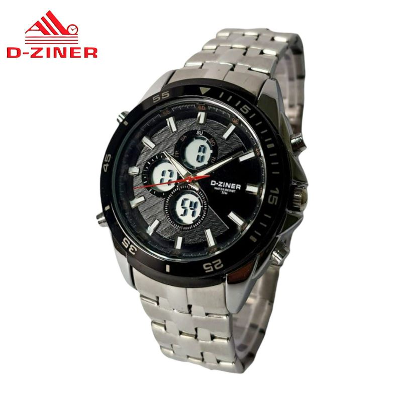JAM TANGAN PRIA DZINER 8153 RANTAI SILVER STAENLESS