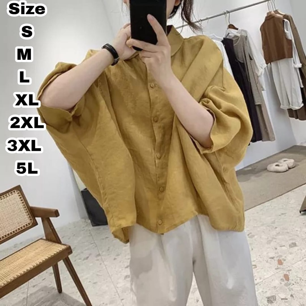 Anjani Kemeja Wanita Atasan Jumbo Blouse Big size Pakaian Wanita Over Size S M L XL XXL XXXL 5L