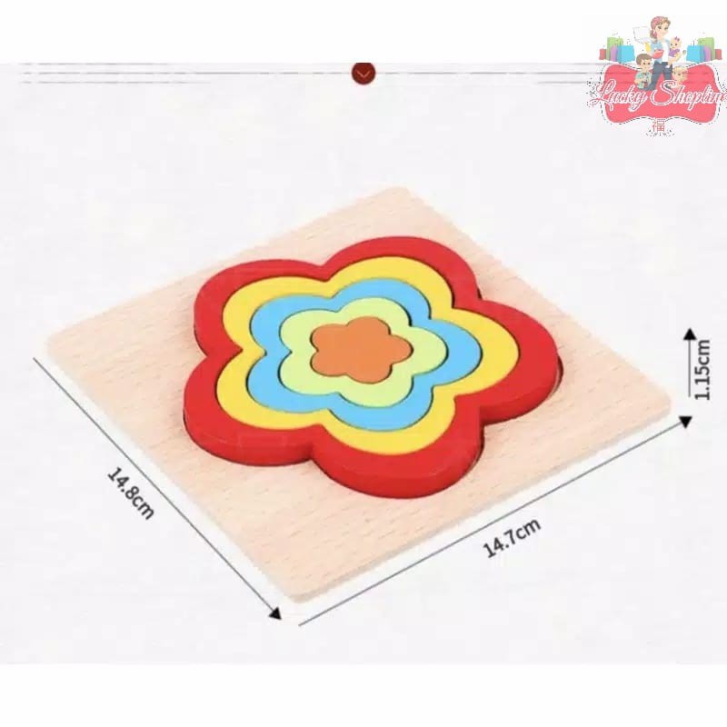 [BIG SALE] 3D wooden geometry puzzle - mainan edukasi anak