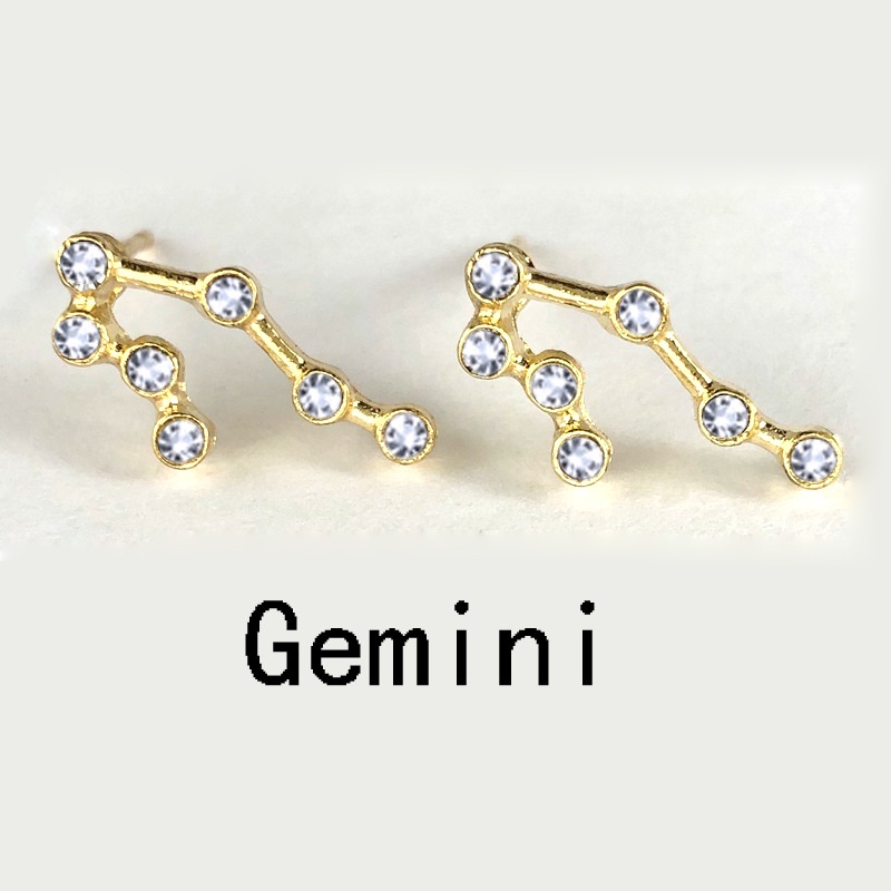 Anting Stud Desain Kartu Kertas 12 Rasi Bintang Gaya Korea Simple