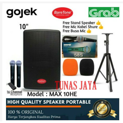 Speaker Portable Meeting Wireless Baretone MAX10HE Original 10 inch Bluetooth max 10he max 10 he